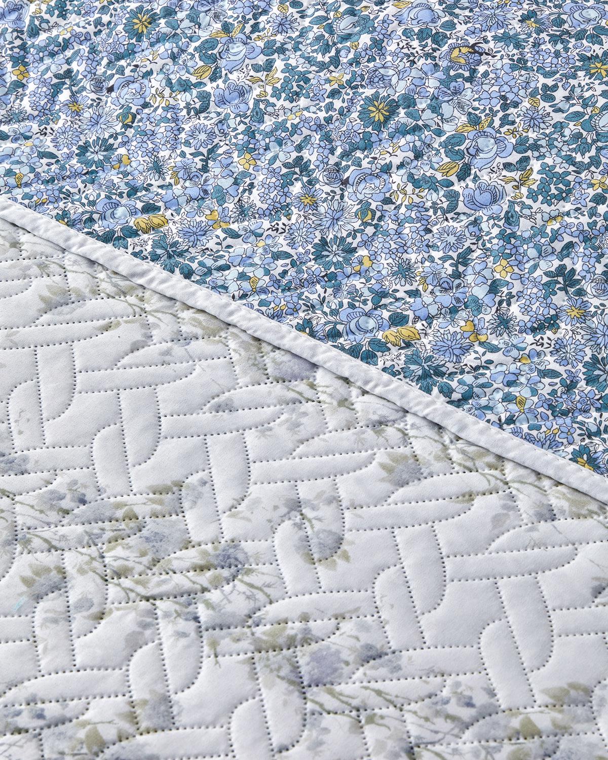 Blossom Stripe Çok Amaçlı Çift Kişilik Yatak Örtüsü Takımı 200x220 cm Mavi