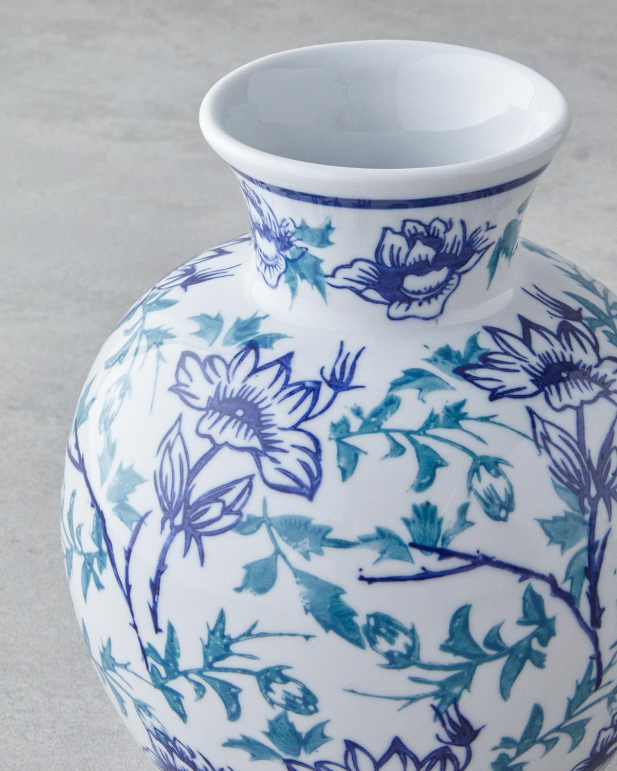 Blue Blanc Porselen Vazo 22 cm Mavi-Beyaz