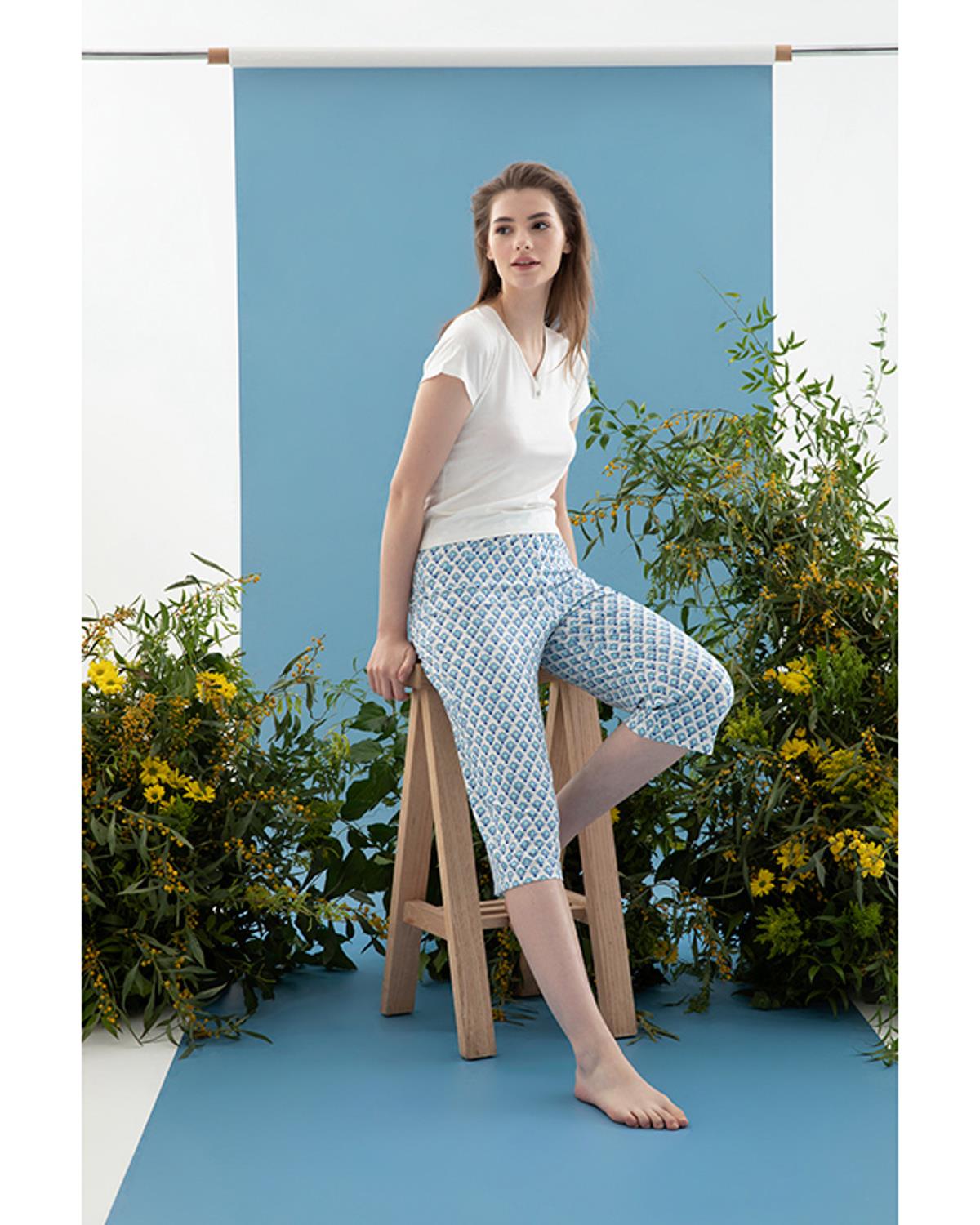 Blue Blanc Viskon Kadın Pijama Takımı Mavi