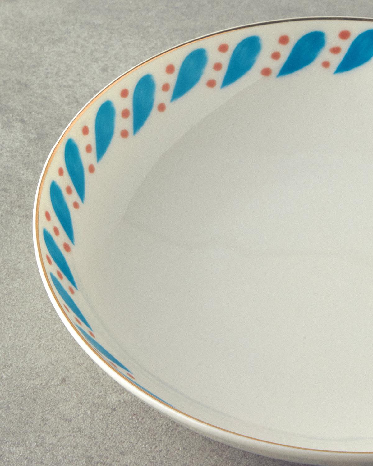 Blue Carny Bone Porselen Çukur Tabak 20 cm Mavi