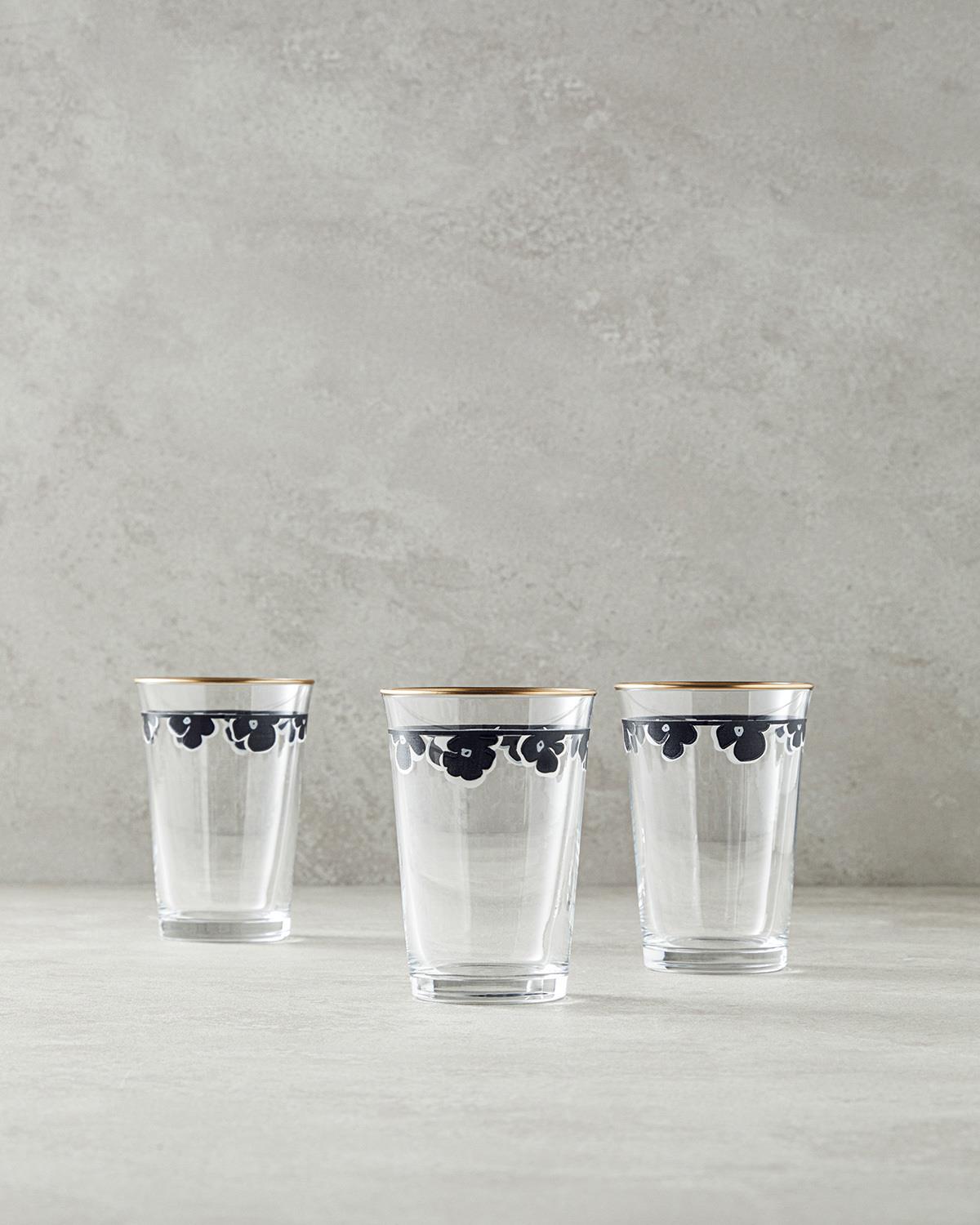 Bohemian 3'lü Cam Meşrubat Bardağı 290 Ml Siyah