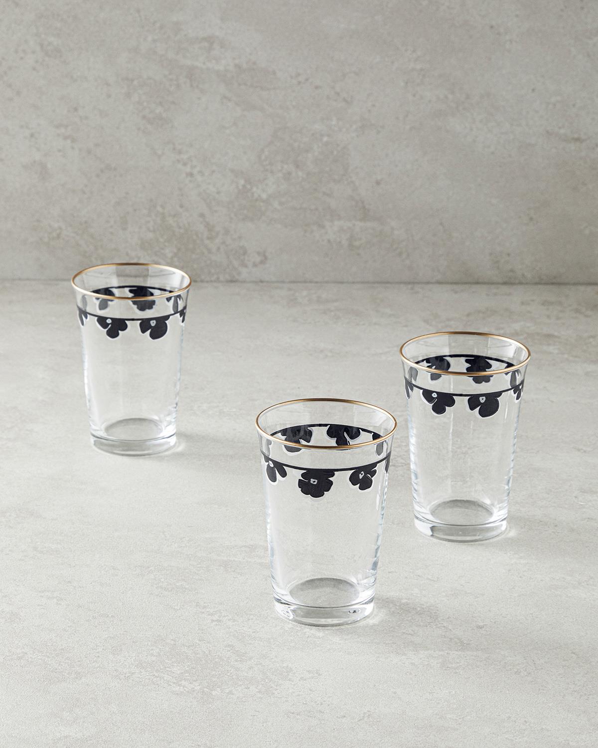 Bohemian 3'lü Cam Meşrubat Bardağı 290 Ml Siyah