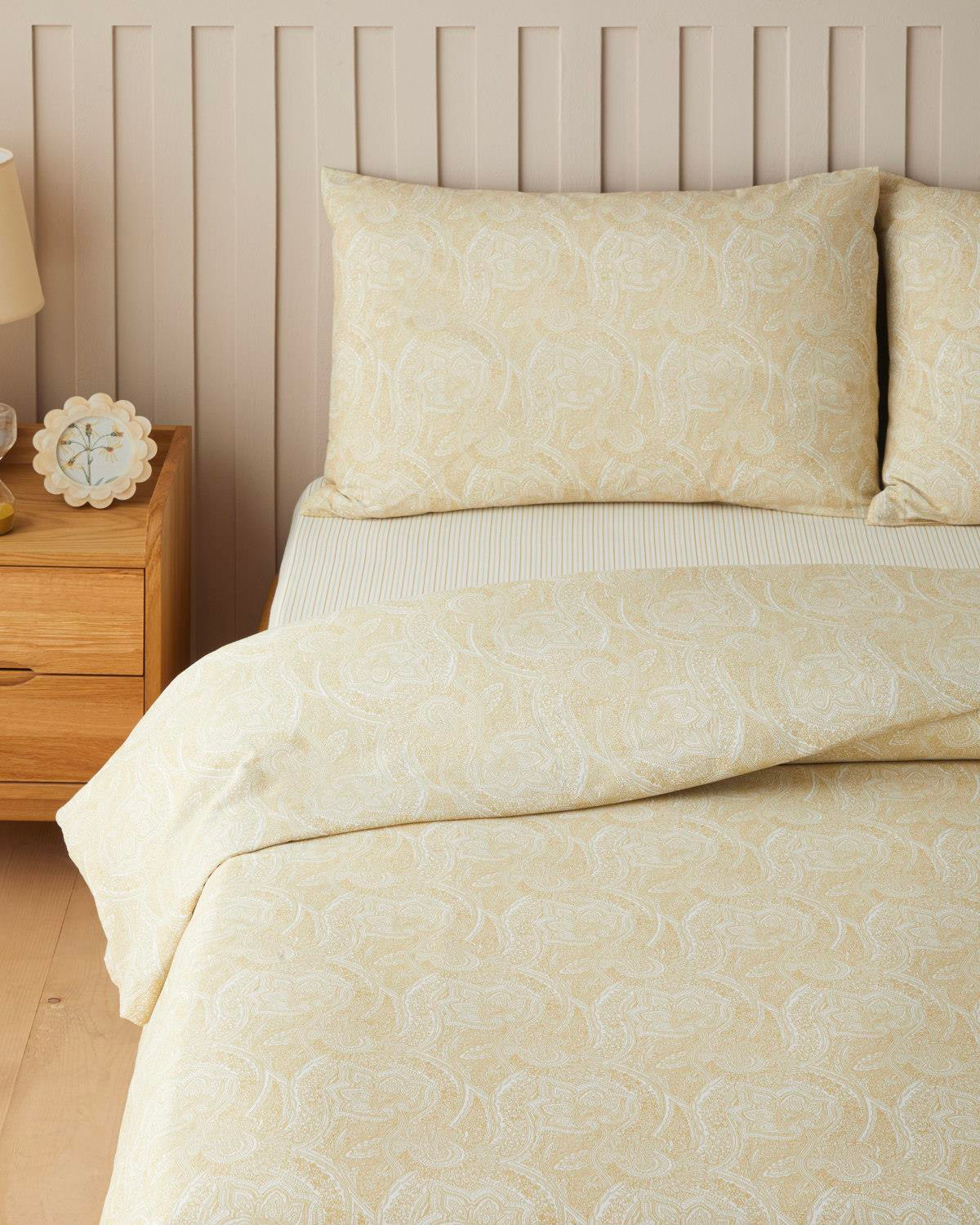 Bohemian Kolay Ütülenir Çift Kişilik Nevresim Takımı 200x220 cm Hardal