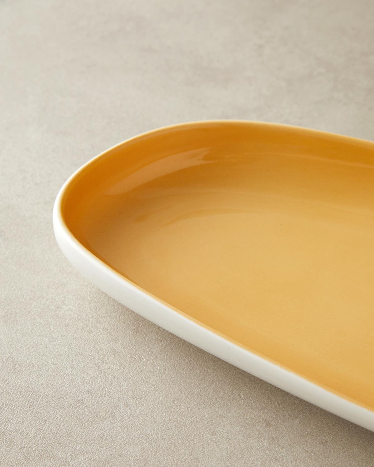 Boho New Bone China Kayık Tabak 27 cm Sarı