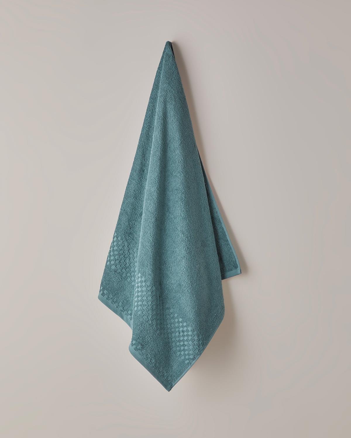 Border Check %100 Pamuk Banyo Havlusu 70x140 cm Petrol