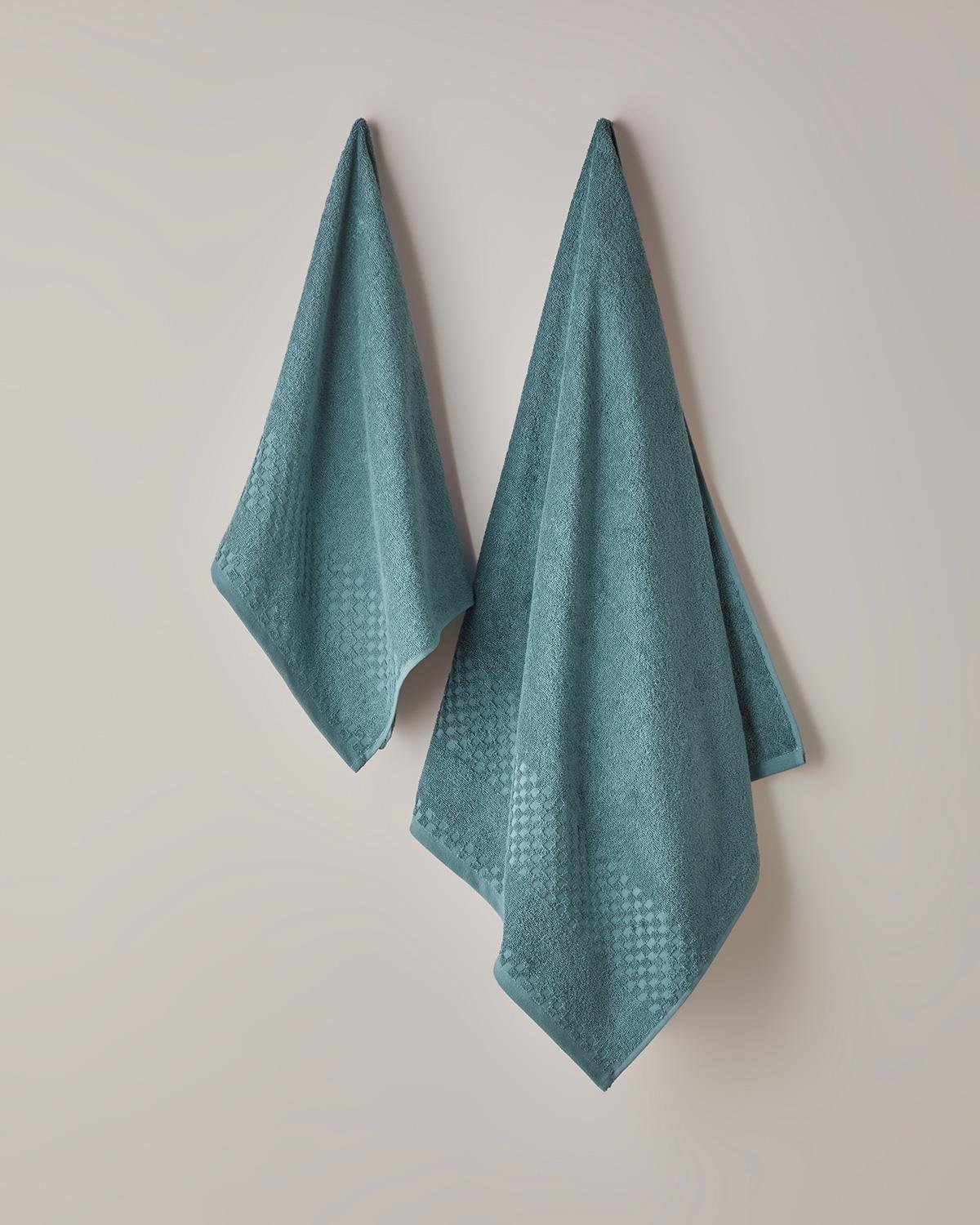 Border Check %100 Pamuk Yüz Havlusu 50x80 cm Petrol