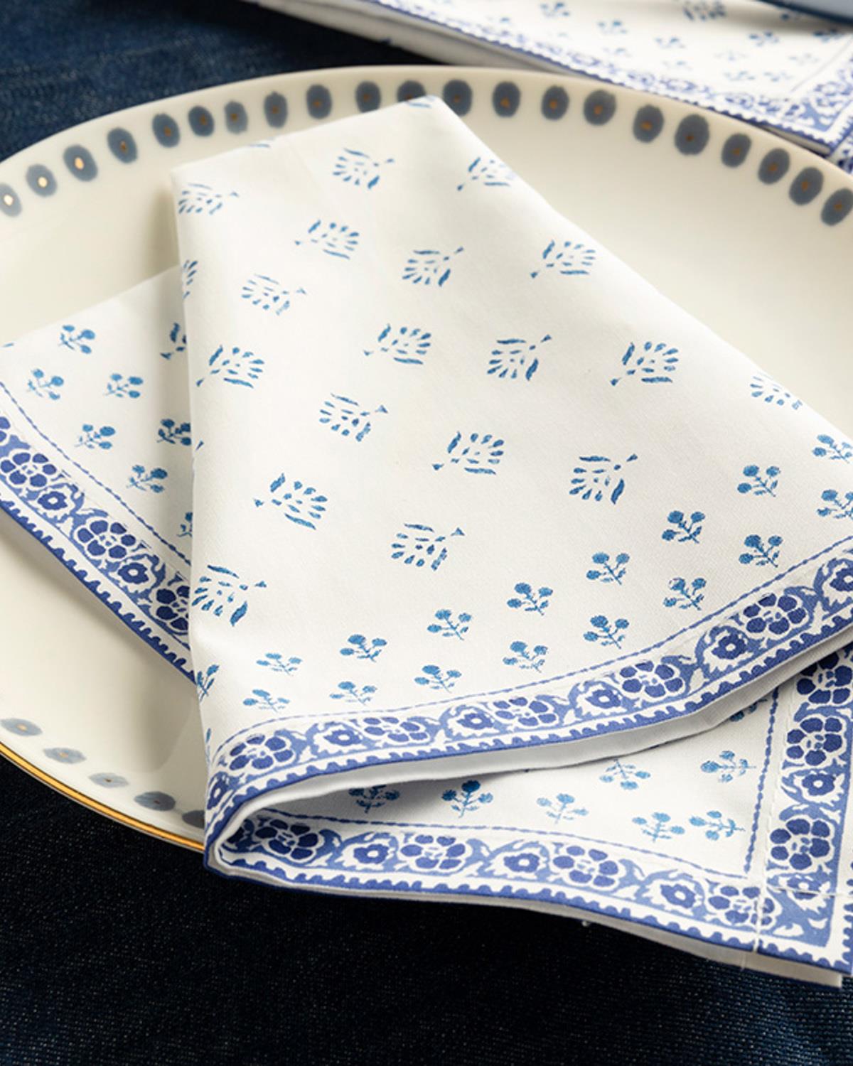 Braid Dots Pamuk 2'li Misafir Peçetesi Mavi - Lacivert