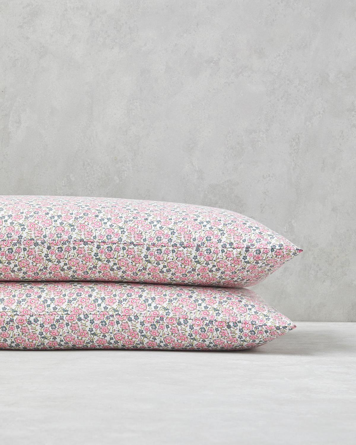 Bright Floral Kolay Ütülenir 2'li Yastık Kılıfı 50x70 cm Pembe