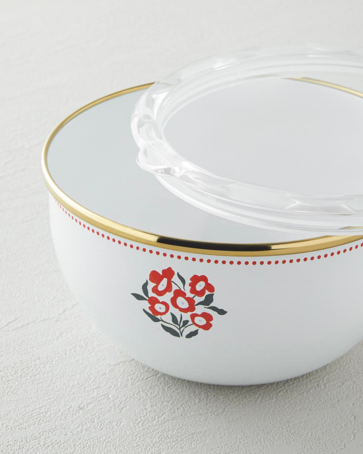 Bright Parade Emaye 2'li Saklama Kabı 0,75 x 1,20 L Kırmızı - Beyaz