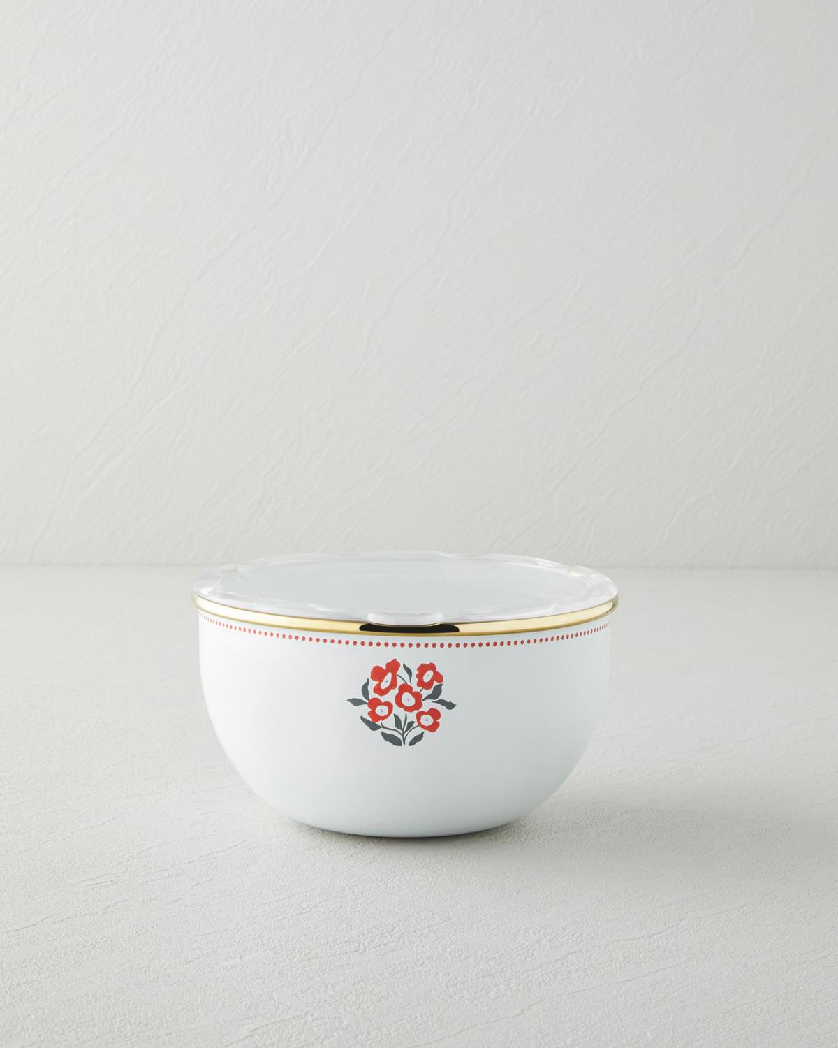 Bright Parade Emaye 2'li Saklama Kabı 0,75 x 1,20 L Kırmızı - Beyaz