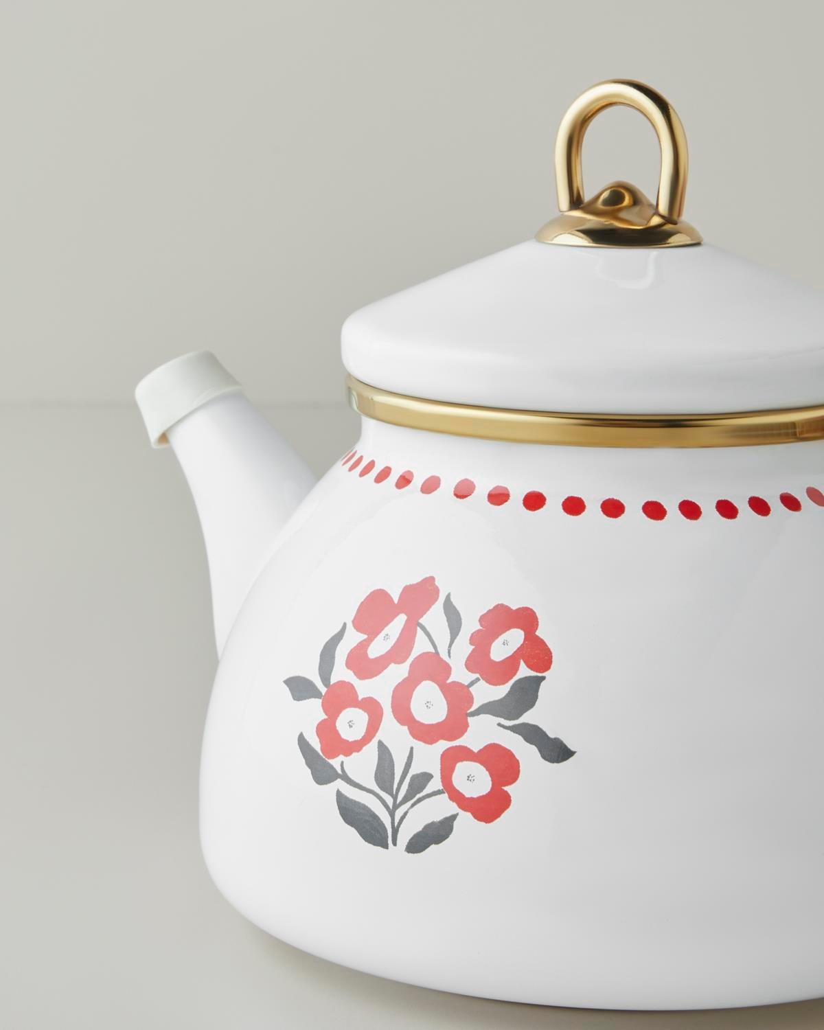 Bright Parade Emaye Çaydanlık 1,1 Litre + 2,3 Litre Kırmızı