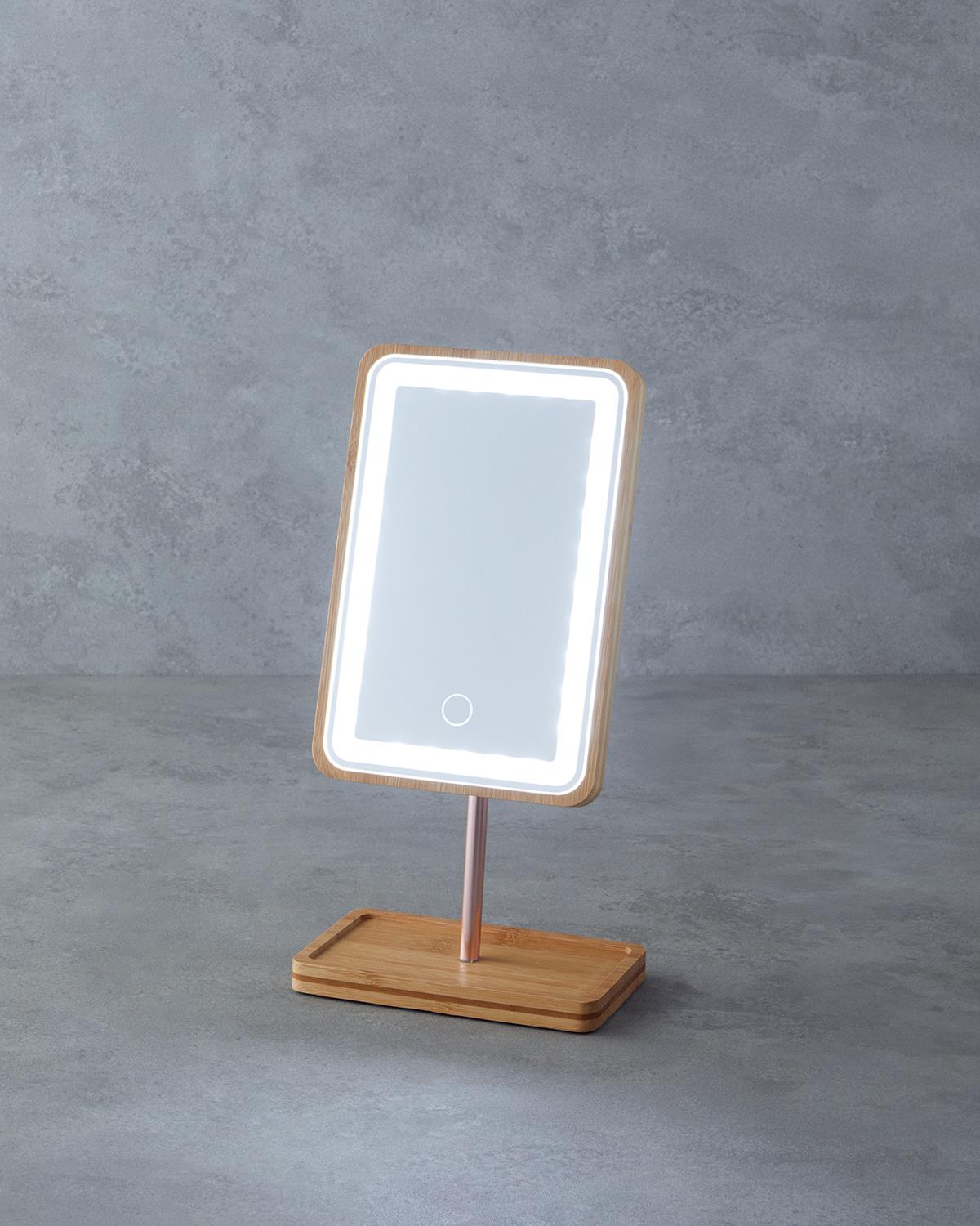 Bronte Ledli Ayna 30 cm Naturel