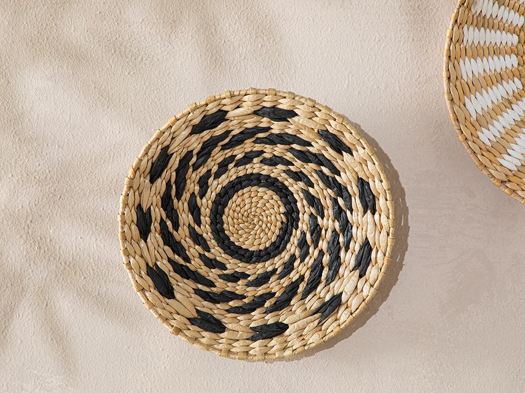 Buena Hasır Duvar Aksesuarı Natural-Siyah