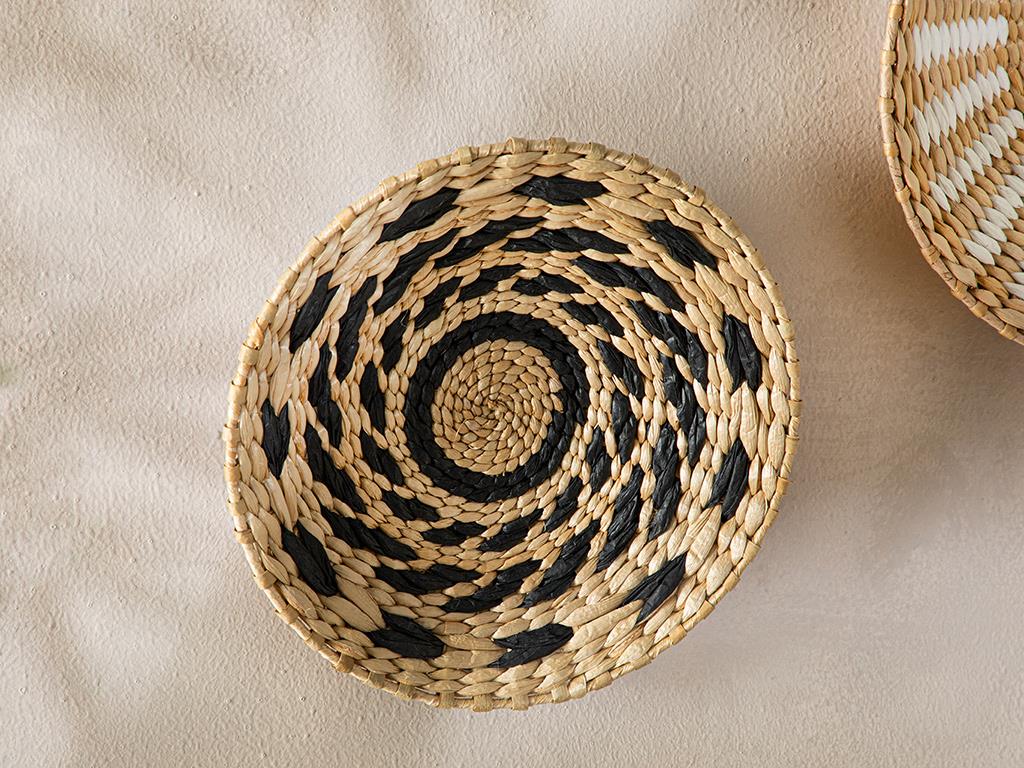 Buena Hasır Duvar Aksesuarı Natural-Siyah