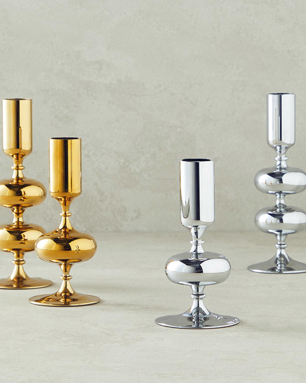 Candlelight Cam Tekli Şamdan Gold