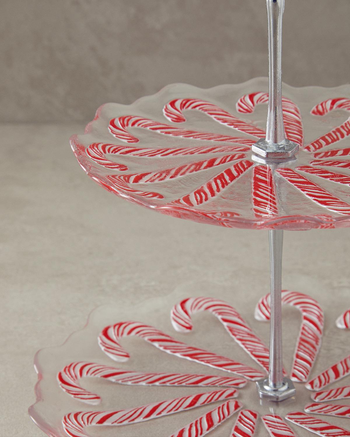 Candy Cane Cam Katlı Servis Kırmızı