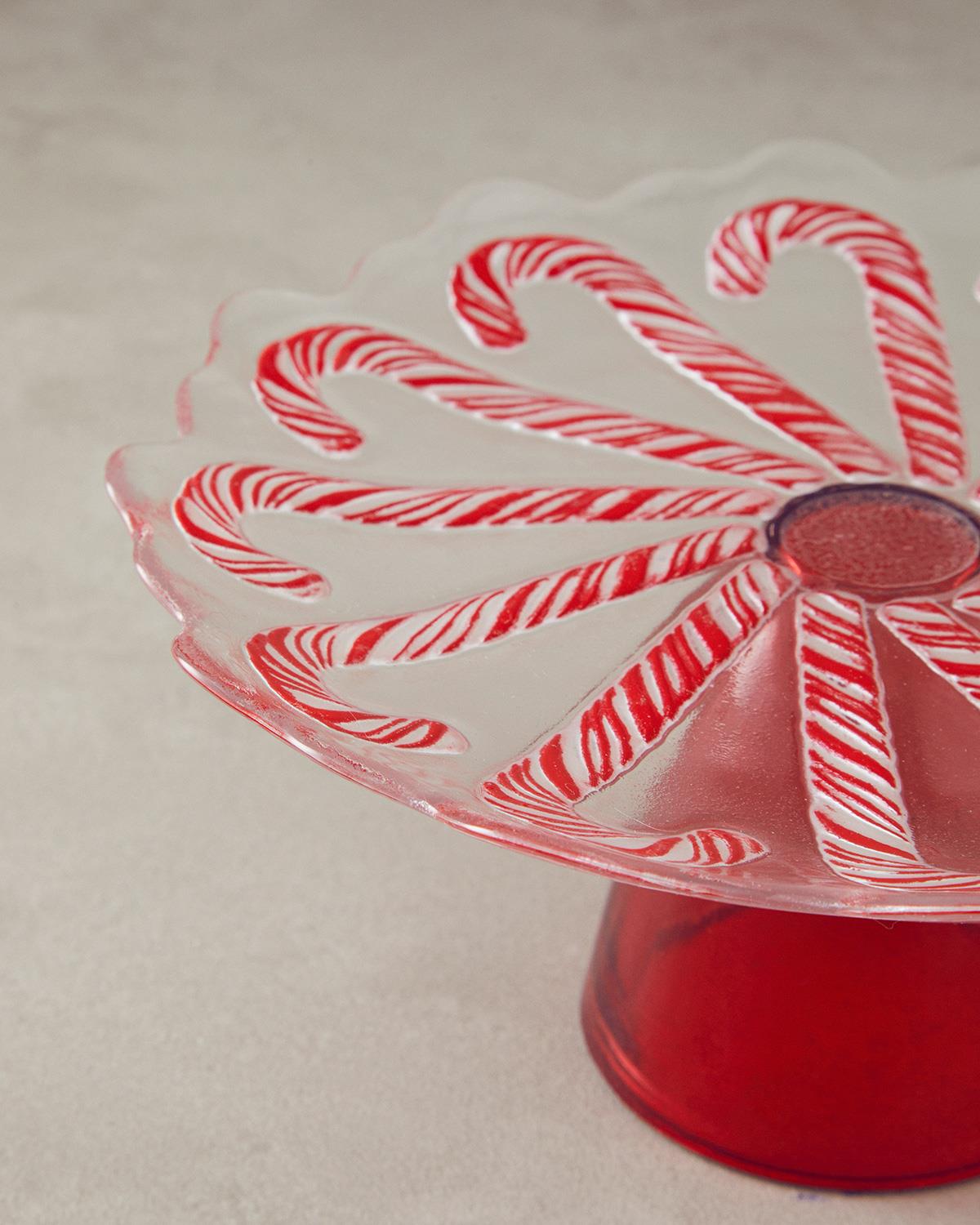 Candy Cane Cam Kek Standı Kırmızı