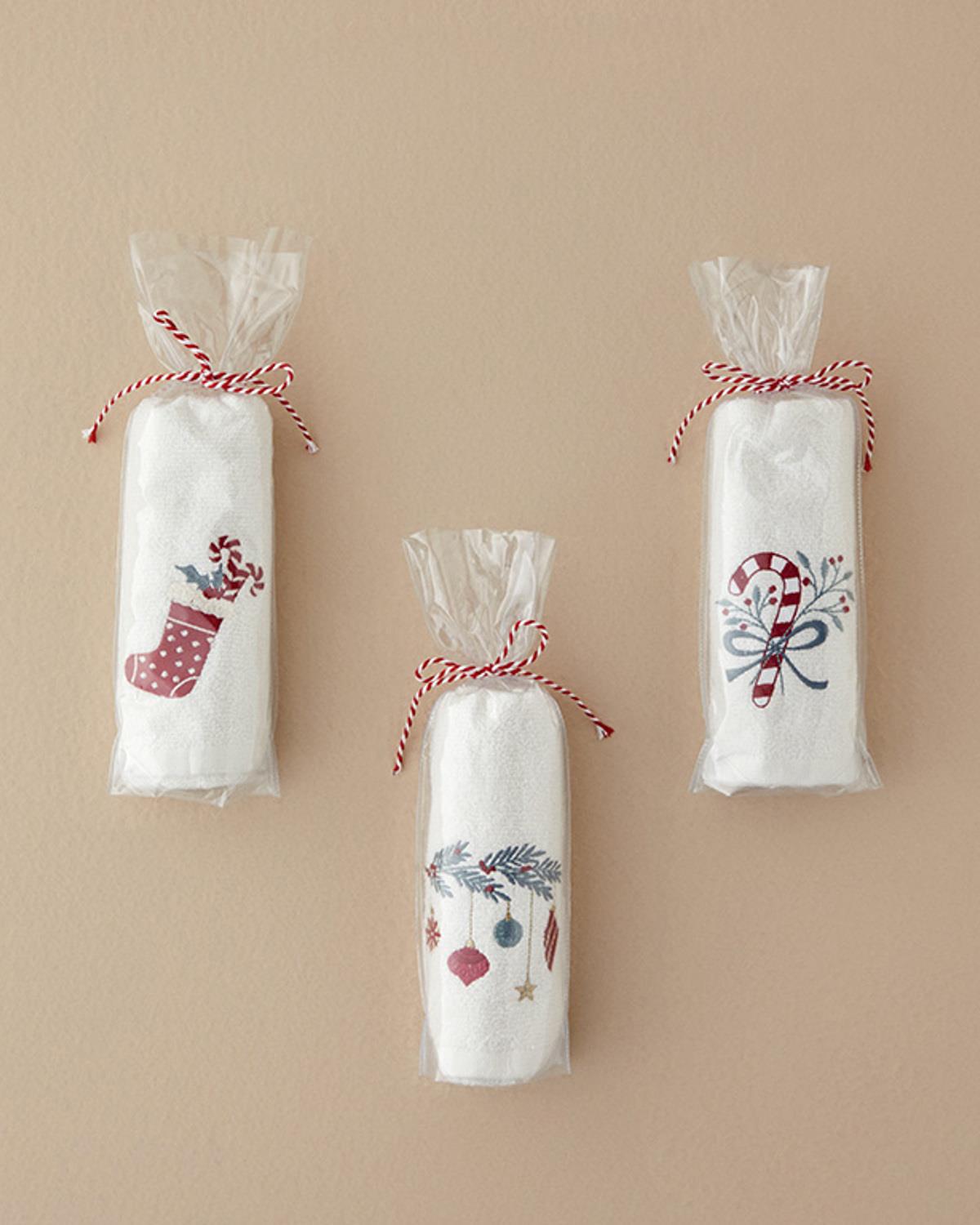 Candy Stick Pamuklu Nakışlı El Havlusu Ekru