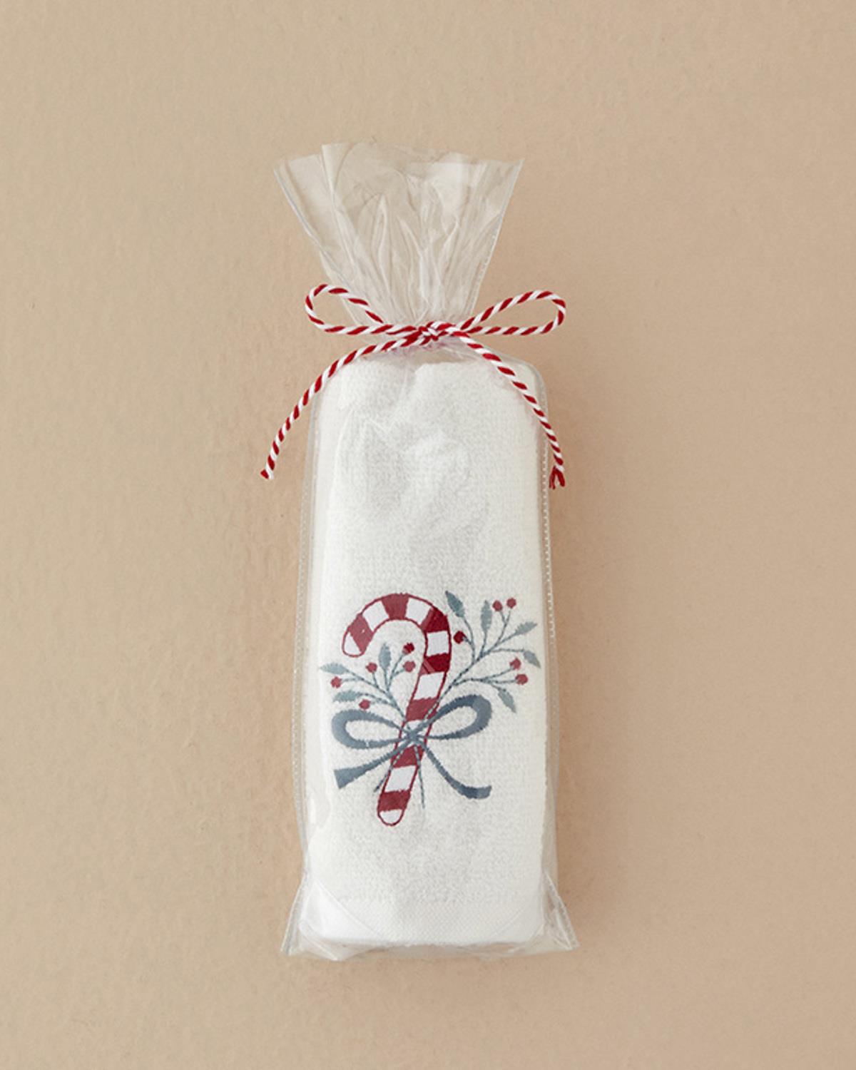 Candy Stick Pamuklu Nakışlı El Havlusu Ekru