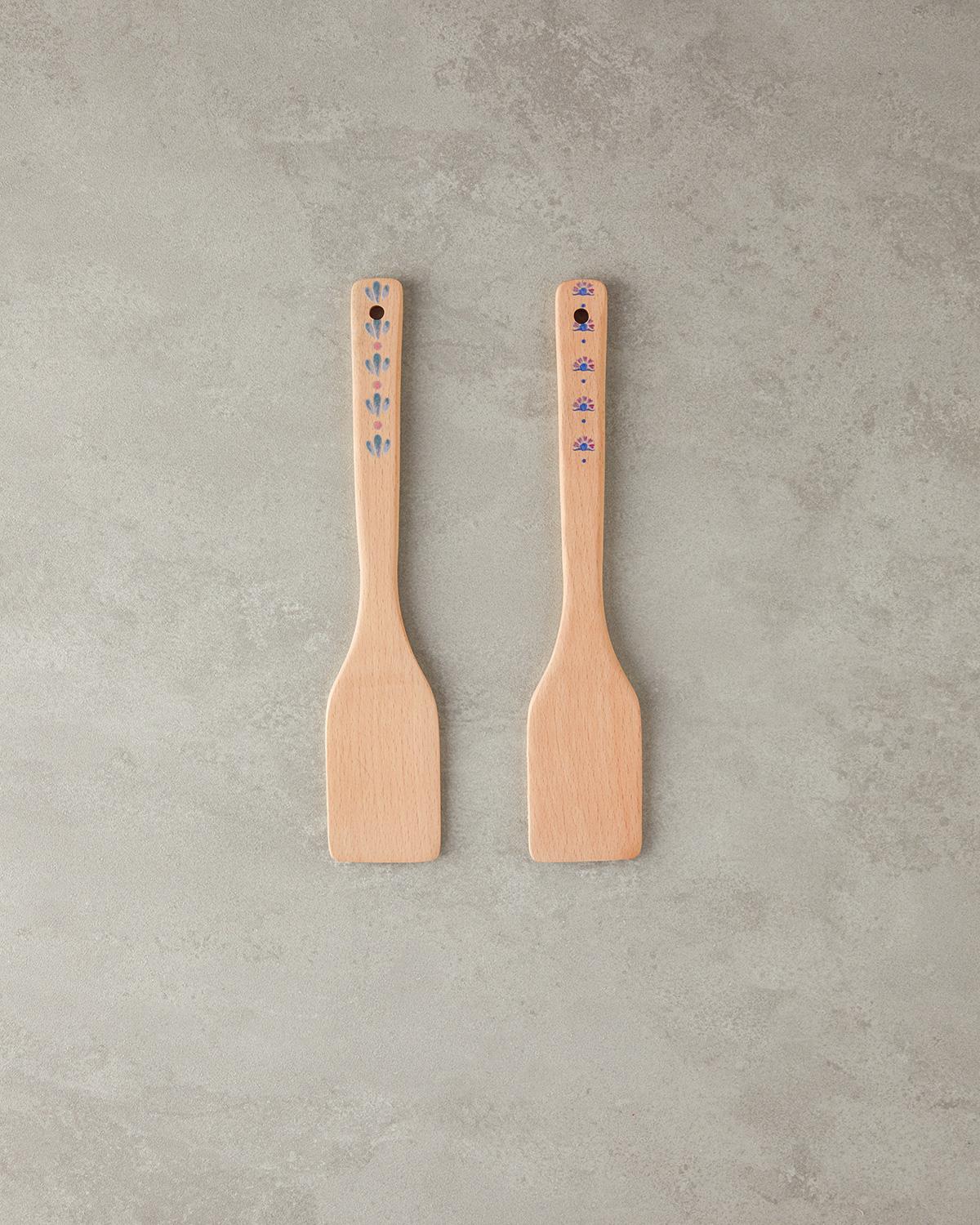 Carnival Date Kayın Spatula Servis Gereci Mavi