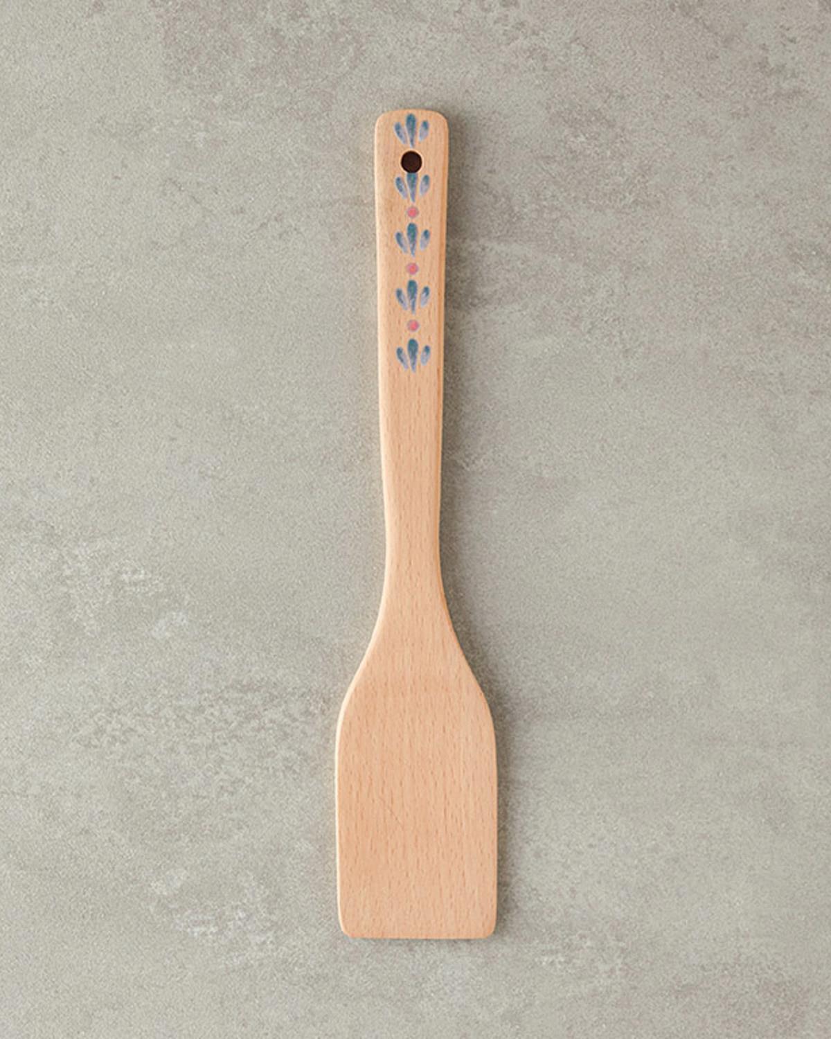 Carnival Date Kayın Spatula Servis Gereci Mavi