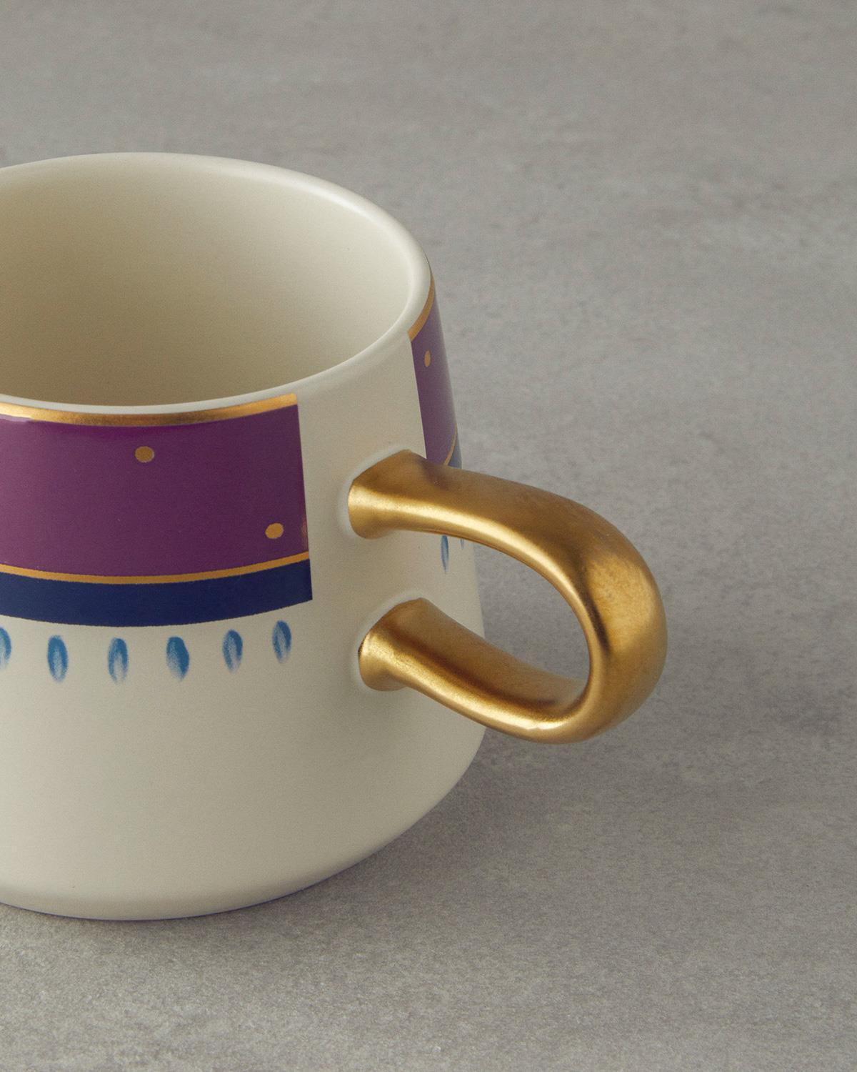 Carnival Path Stoneware Kupa Fuşya-Yeşil
