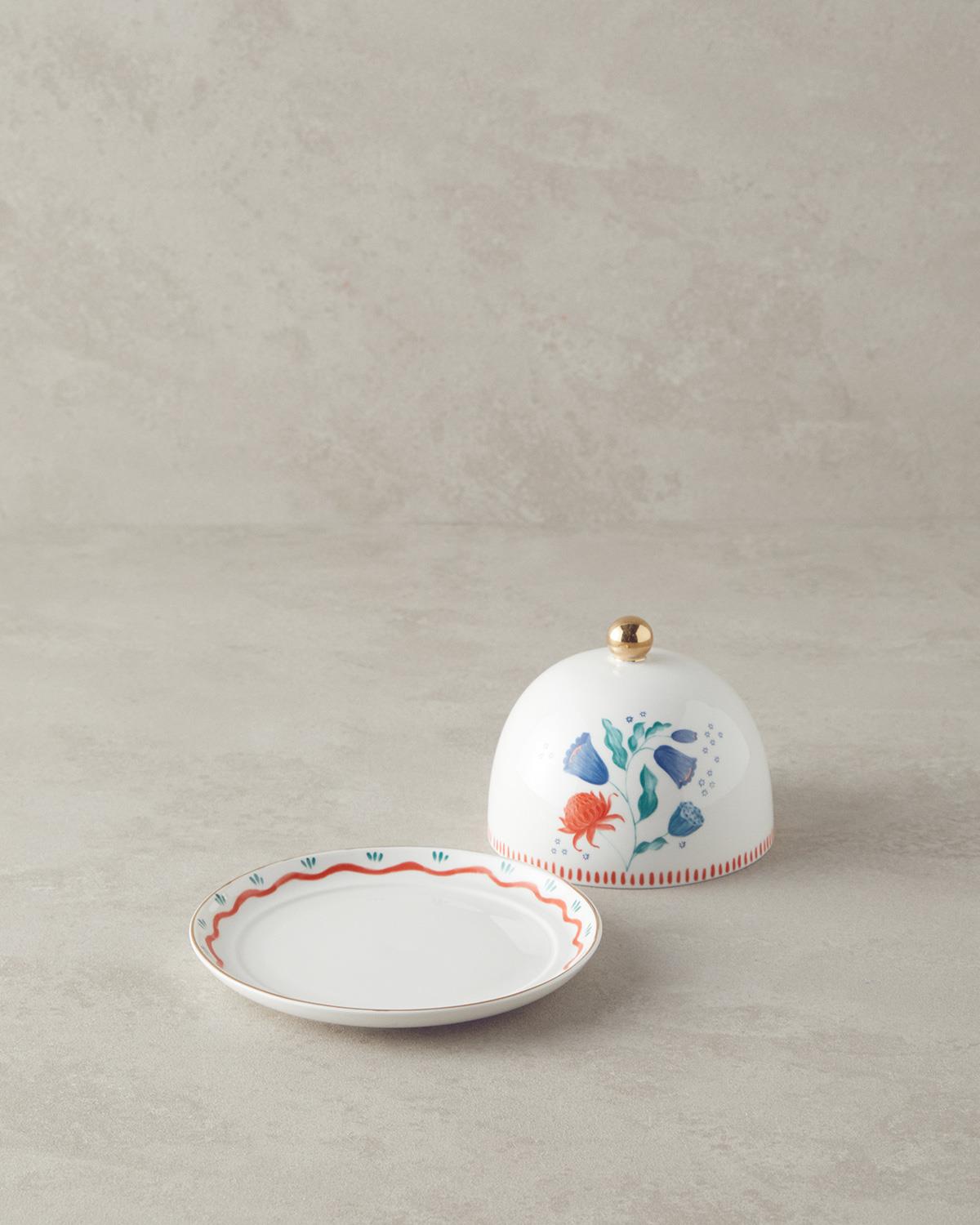 Carnival Time New Bone China Tereyağlık Beyaz - Mavi