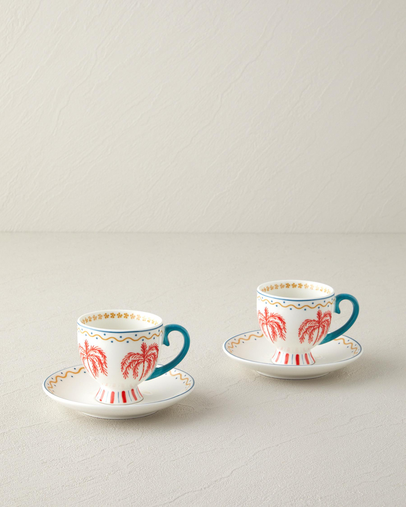 Carnival Tree New Bone China Kahve Fincan Takımı Açık Mavi