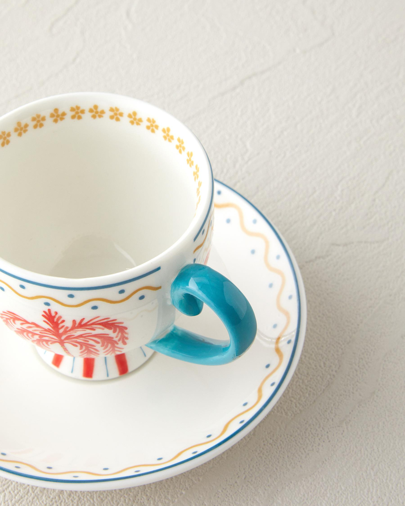 Carnival Tree New Bone China Kahve Fincan Takımı Açık Mavi