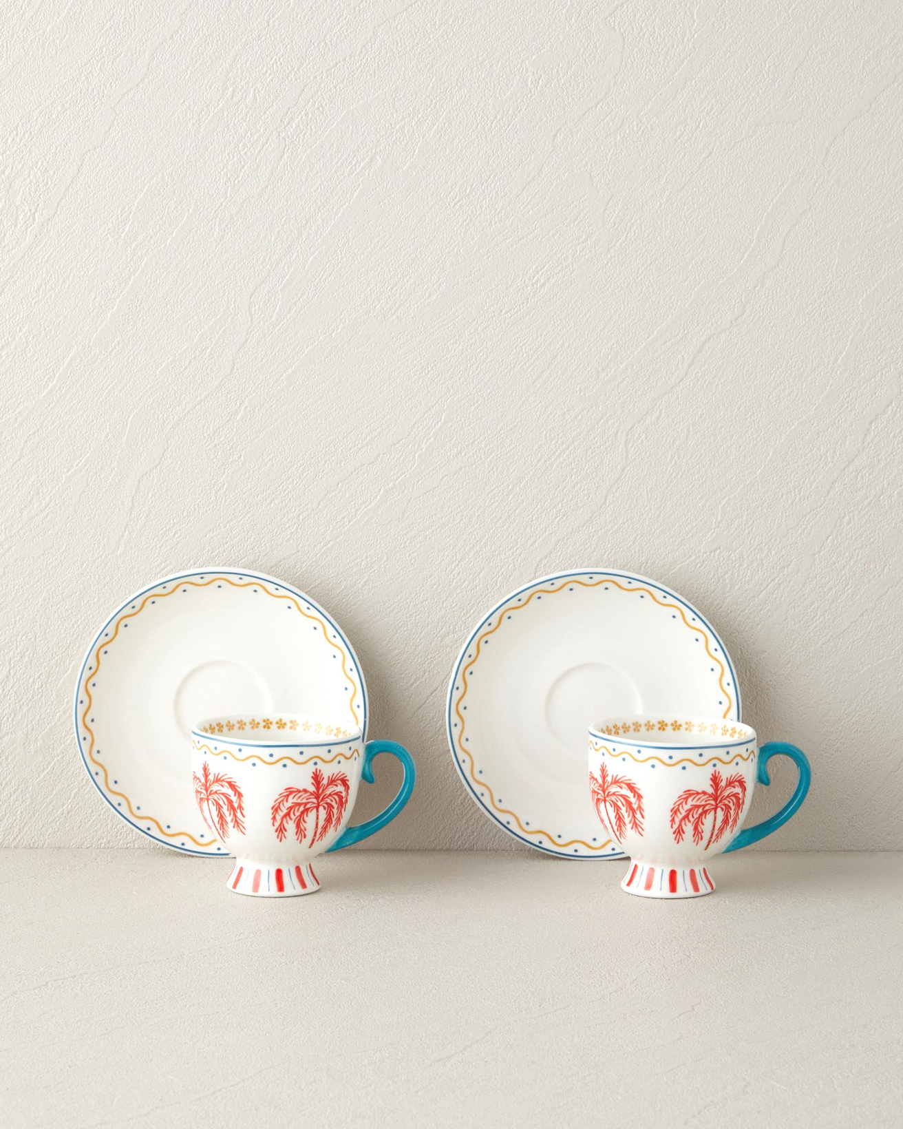 Carnival Tree New Bone China Kahve Fincan Takımı Açık Mavi