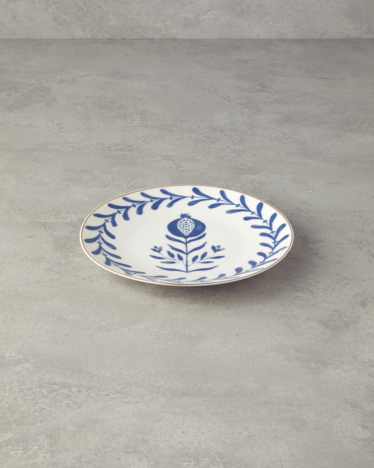 Carnival Tulip Bone Porselen Pasta Tabağı 20 cm Lacivert-Beyaz