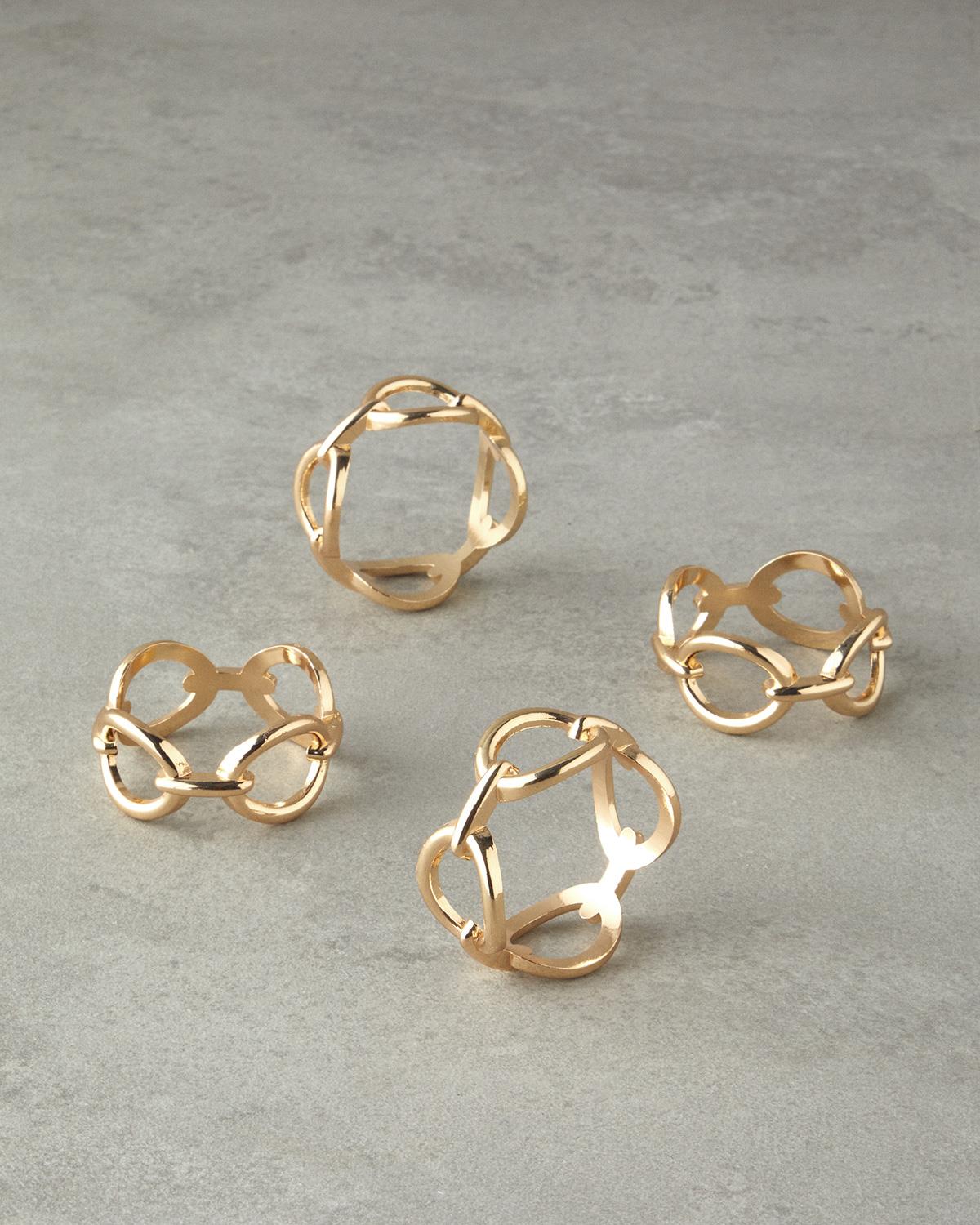 Chain Metal 4'lü Peçete Halkası Gold