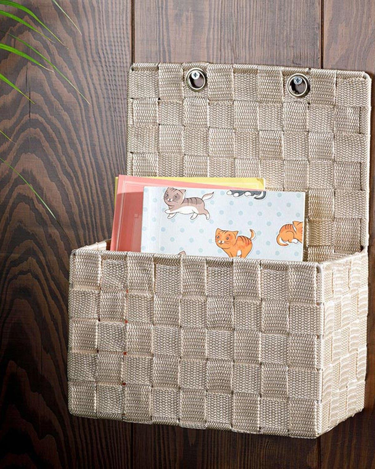 Checked Polipropilen Saklama Kutusu 24x12,5x31 cm Beyaz - Bej