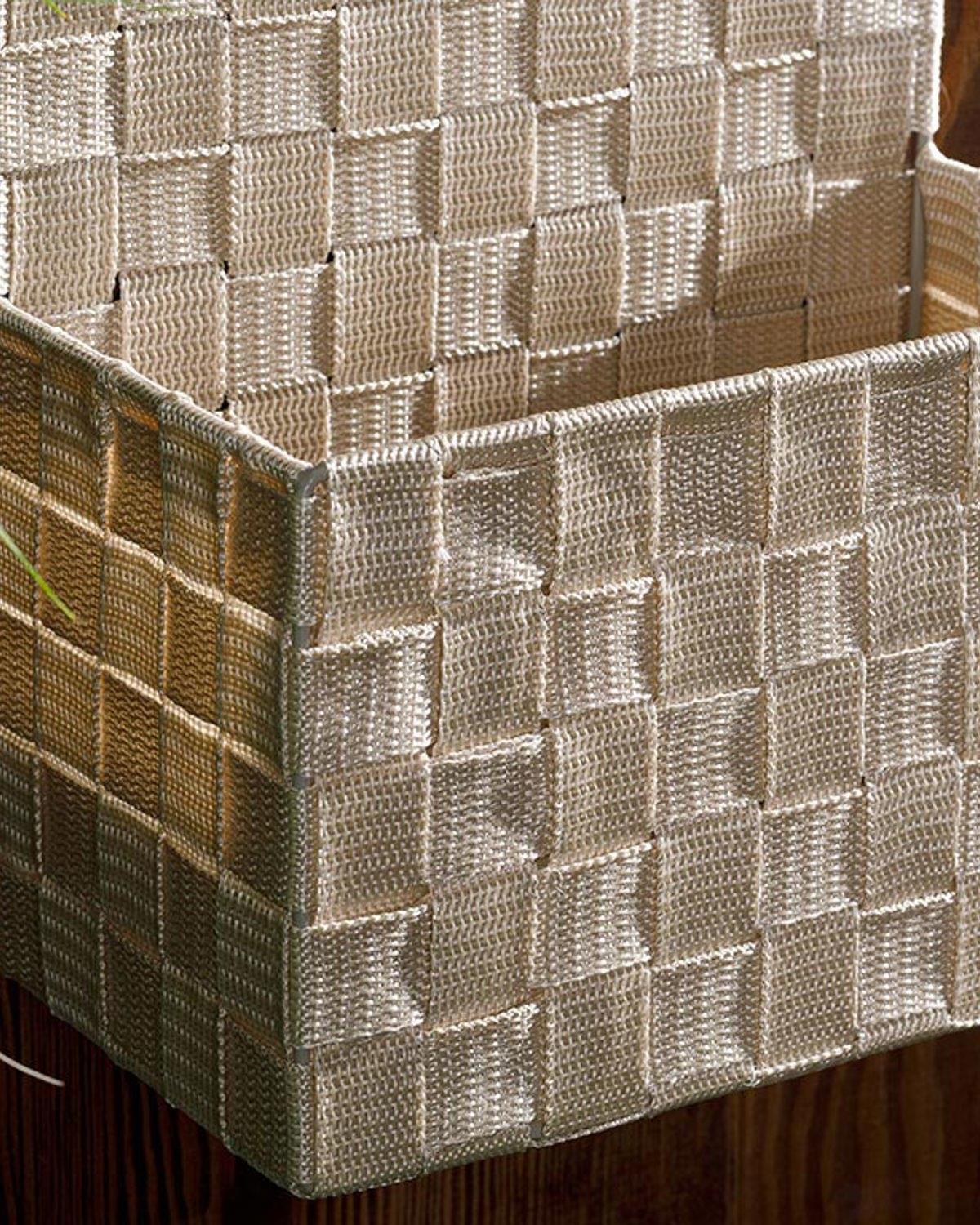 Checked Polipropilen Saklama Kutusu 24x12,5x31 cm Beyaz - Bej
