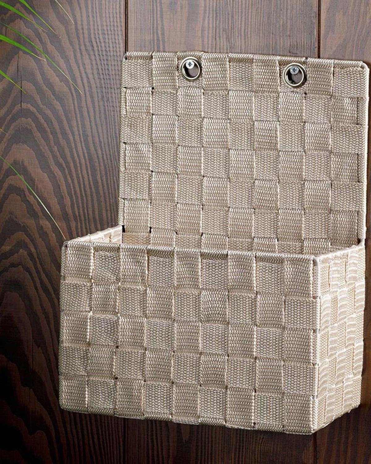 Checked Polipropilen Saklama Kutusu 24x12,5x31 cm Beyaz - Bej