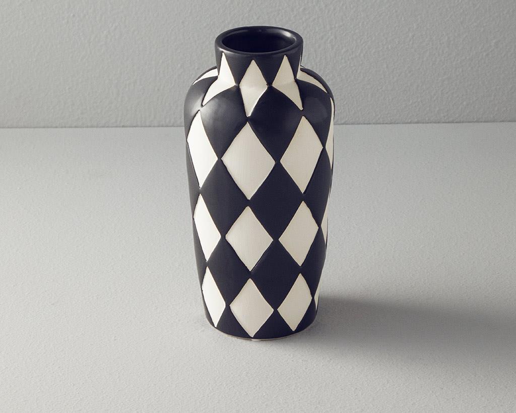 Checker Dolomite Vazo Siyah