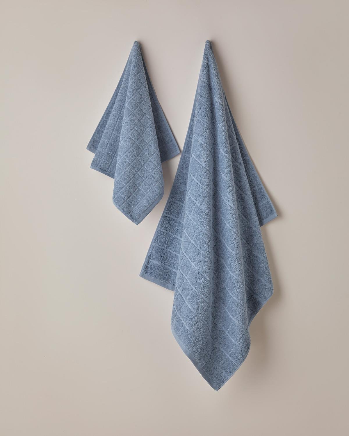 Chequer %100 Pamuk Banyo Havlusu 80x150 cm Mavi