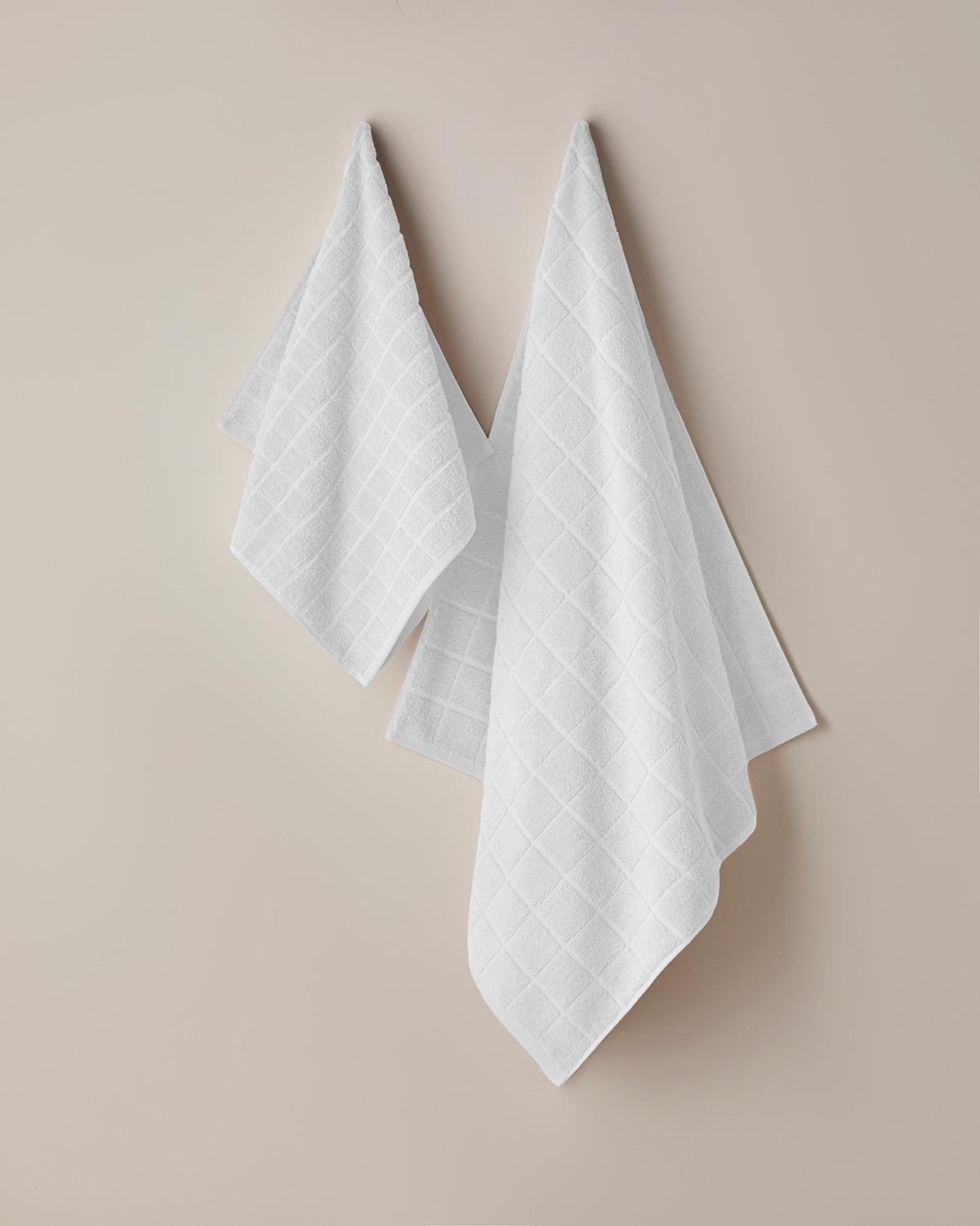 Chequer %100 Pamuk Banyo Havlusu 80x150 cm Beyaz