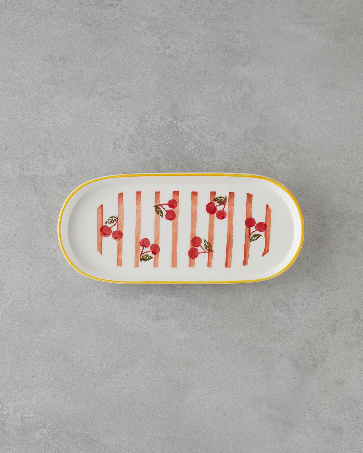 Cherry Seramik Kahvaltı Takımı 14 parça 6 kişilik Kırmızı-Sarı