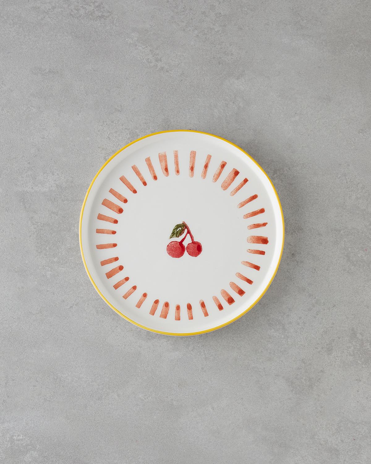 Cherry Seramik Kahvaltı Takımı 14 parça 6 kişilik Kırmızı-Sarı