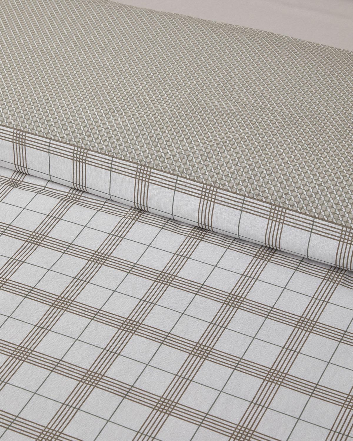Chic Check Kolay Ütülenir Çift Kişilik Nevresim Takımı 200x220 cm Bej