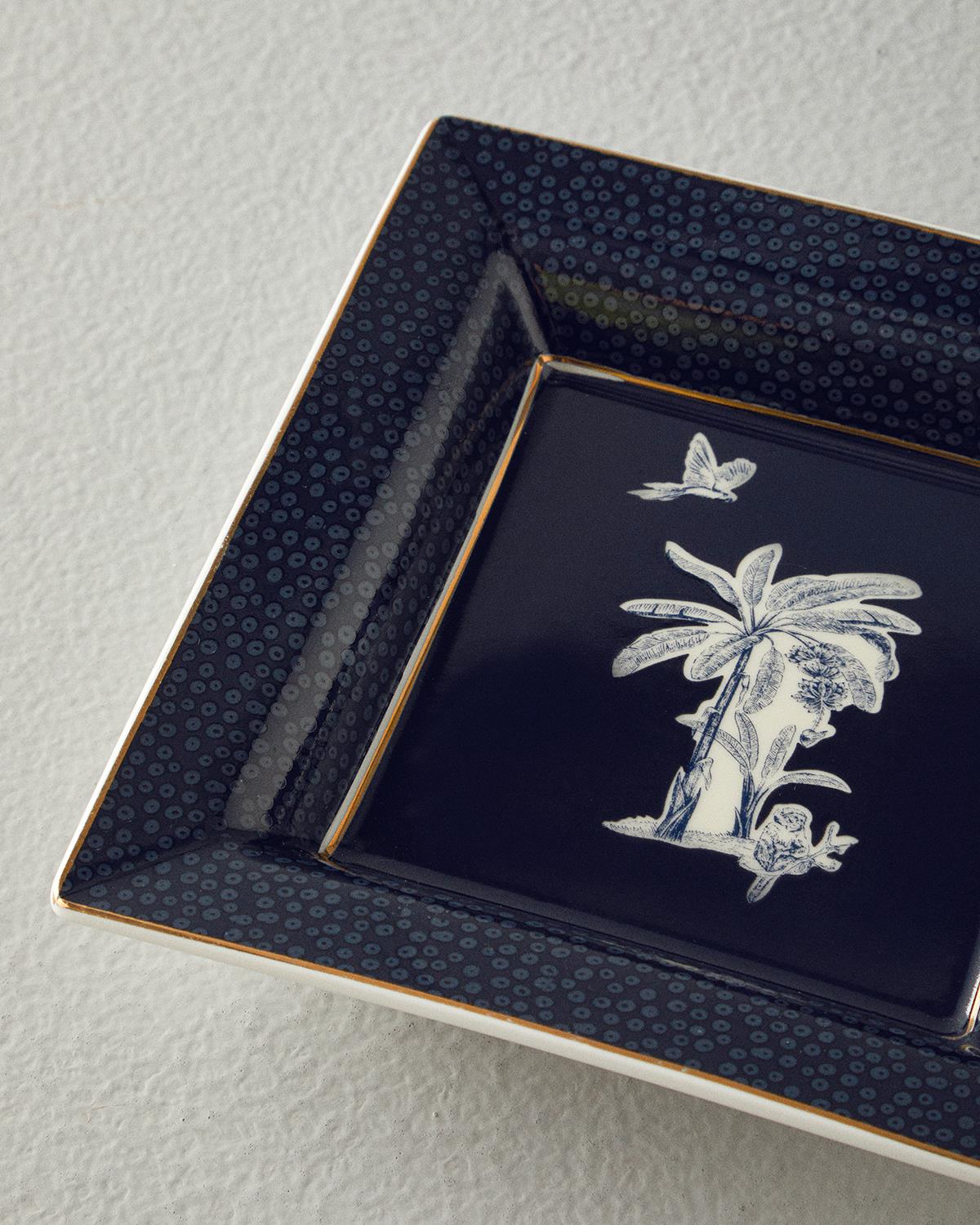 Chic Palm Dekoratif Tabak Lacivert