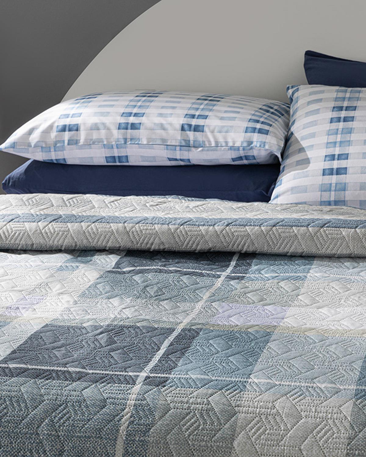 Chill Plaid Çift Kişilik Çok Amaçlı Örtü Mavi