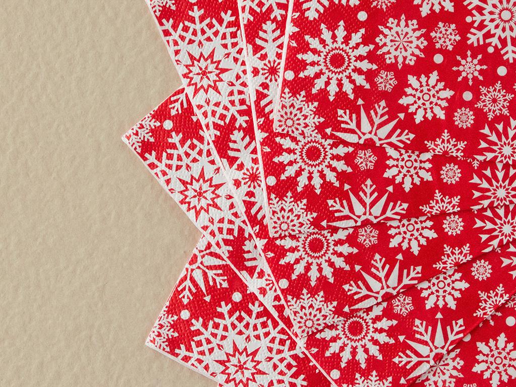 Christmas Snow Kağıt Kağıt Peçete Kırmızı