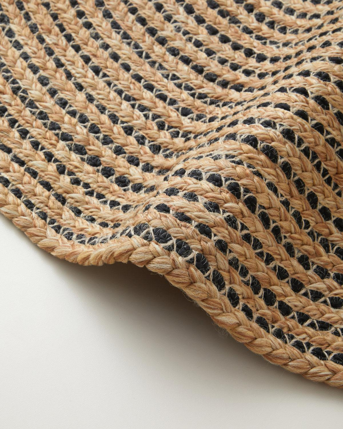 Circle Art Dekoratif Jüt Kilim 120 cm Natural-Siyah