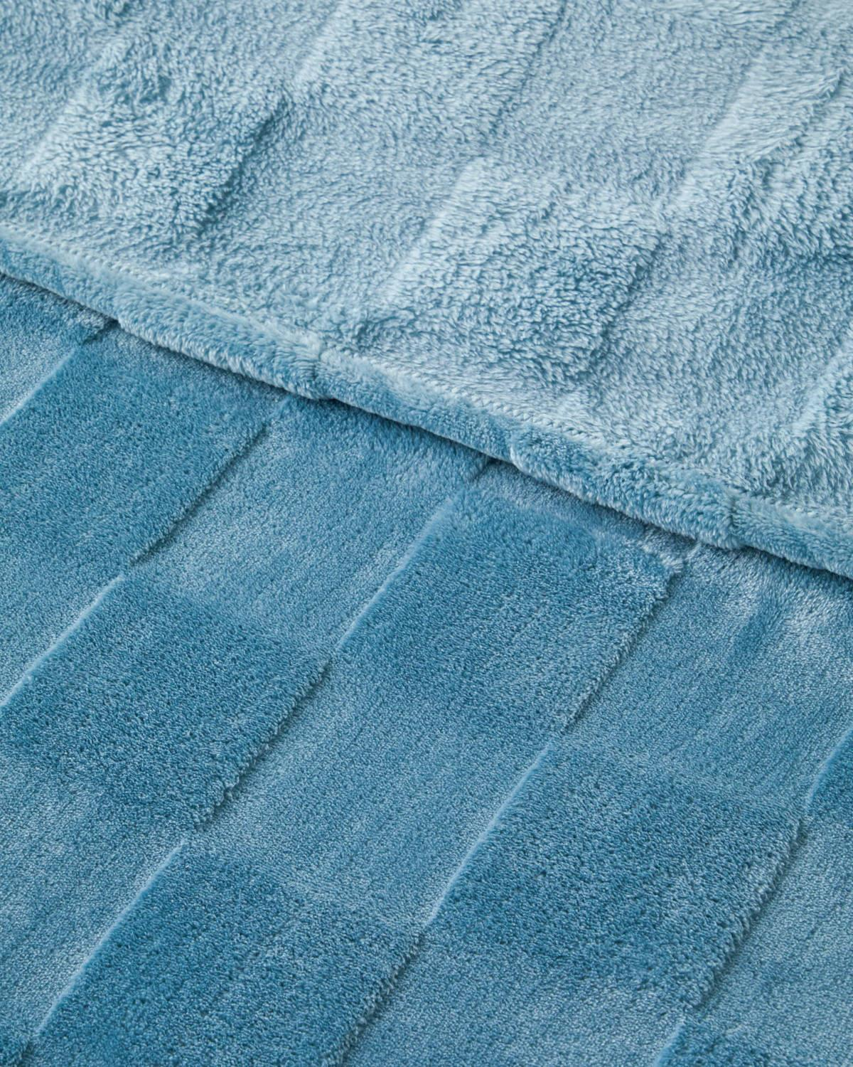 Classic Check Jakarlı Supersoft Çift Kişilik Battaniye 200x220 cm Mavi