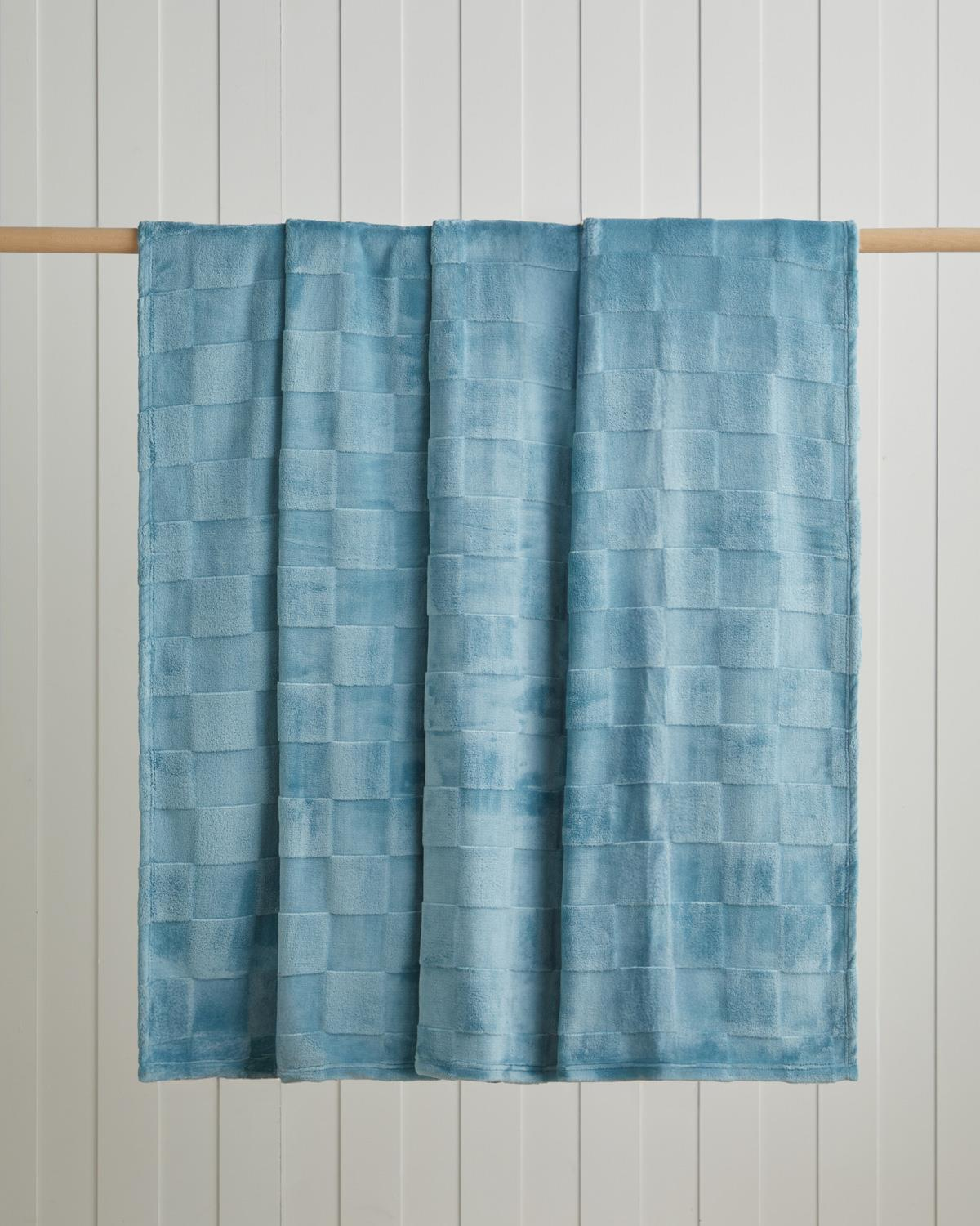 Classic Check Jakarlı Supersoft Çift Kişilik Battaniye 200x220 cm Mavi