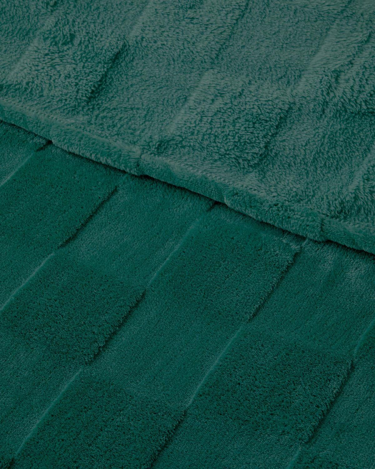 Classic Check Jakarlı Supersoft Tek Kişilik Battaniye 150x200 cm Koyu Yeşil