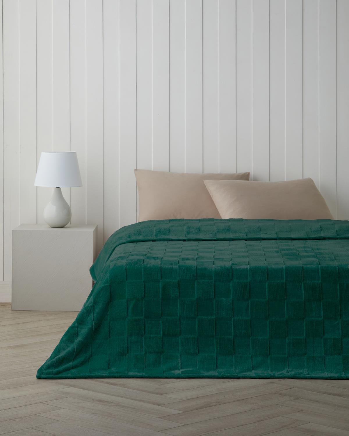 Classic Check Jakarlı Supersoft Tek Kişilik Battaniye 150x200 cm Koyu Yeşil