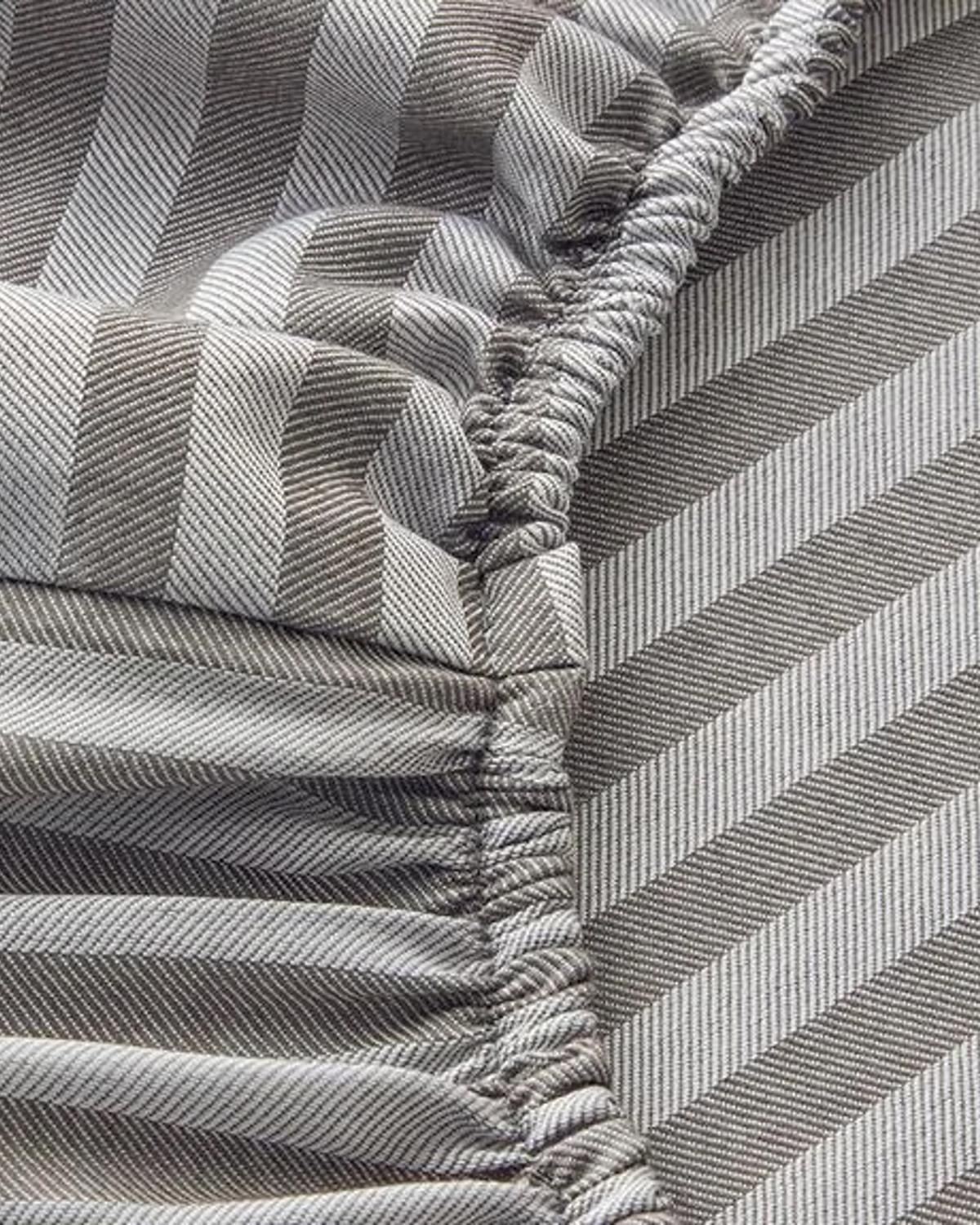 Classy Stripe Twill Çift Kişilik Lastikli Çarşaf Antrasit